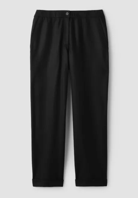 Felted Wool Jersey Straight Cuffed Pant in Regenerative Wool